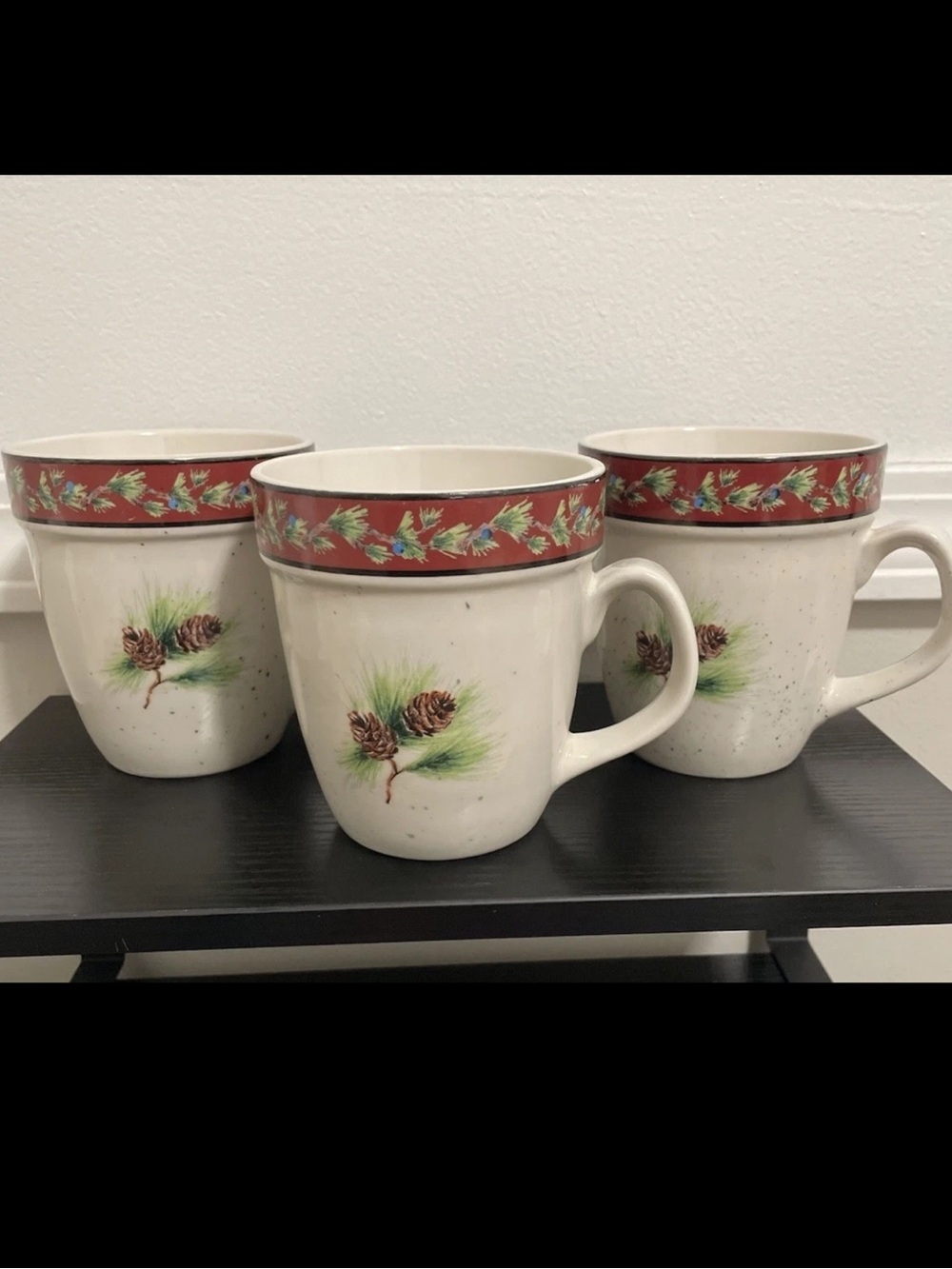 Set Of 3 Rivers Edge J.Q. Outdoors 16oz Pine Cone Mugs